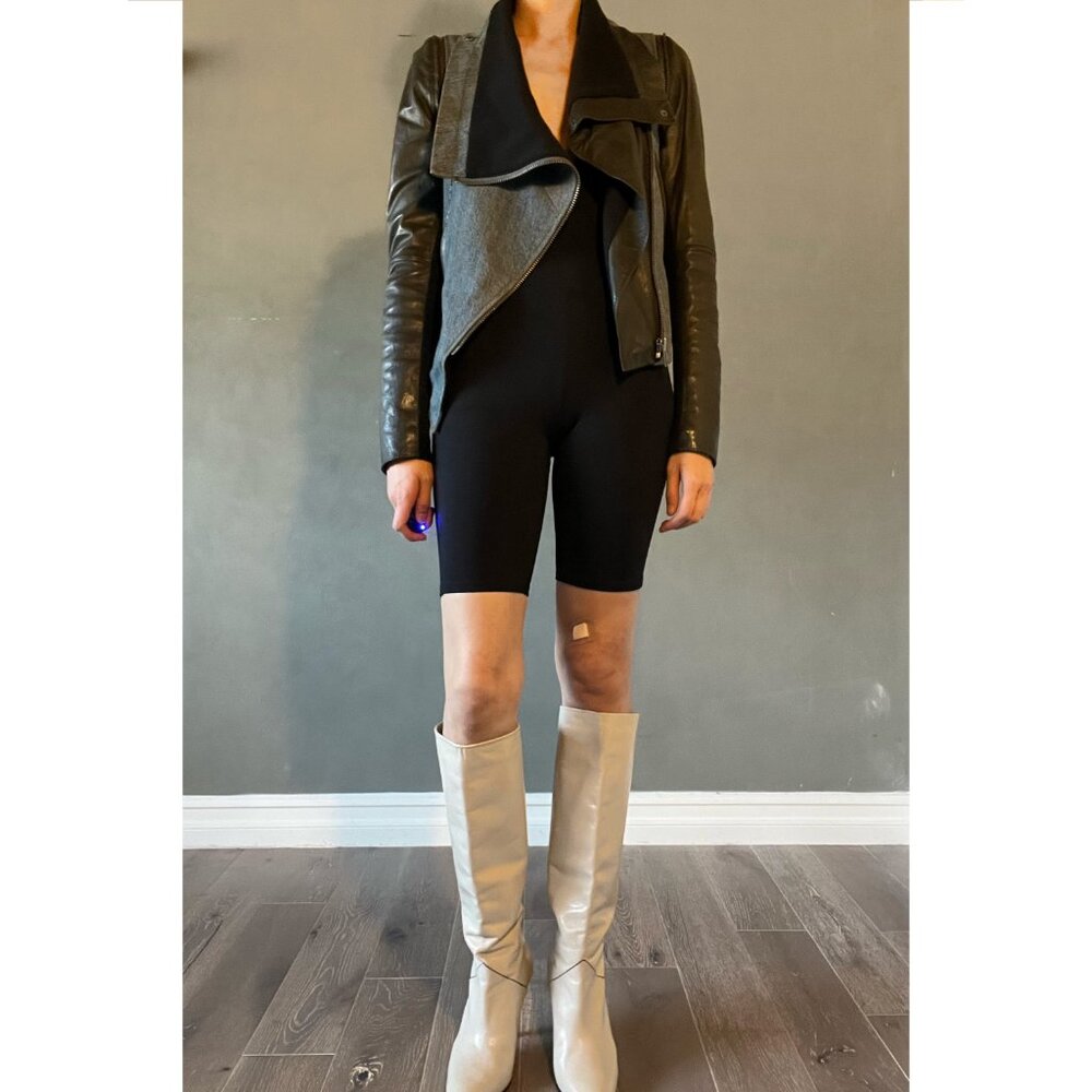 Yigal Azrouel Denim & Leather Combo Moto Jacket